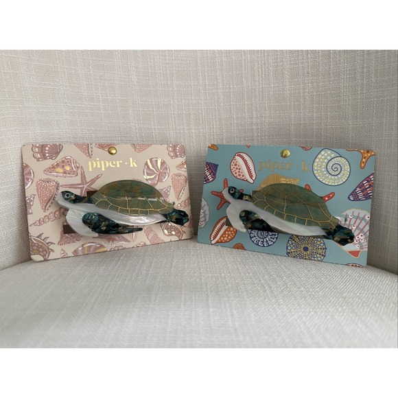 1 - Piper K Green Sea Turtle Hair Clip Summer Hair Accessory Beach Summer Style - Picture 1 of 4
